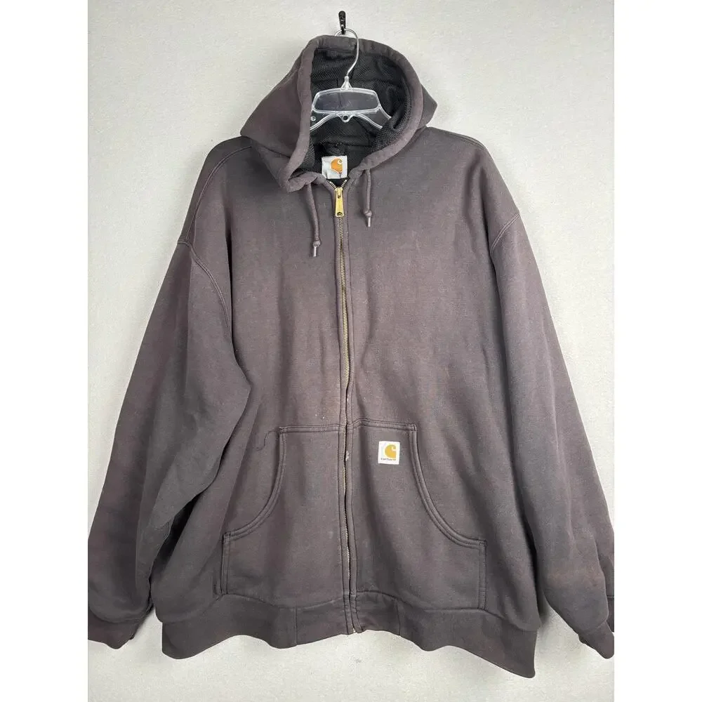 Carhartt Hoodie Mens 3XL Black Full Zip Hooded Sweatshirt Workwear Heavyweight‎